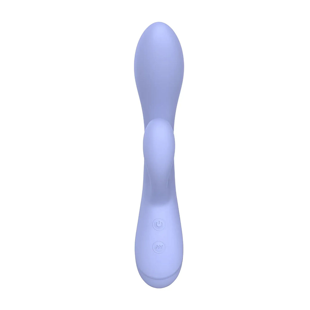 SxE harmony g-spot rabbit in sleek lavender silicone with smooth rounded design and two control buttons on the handle