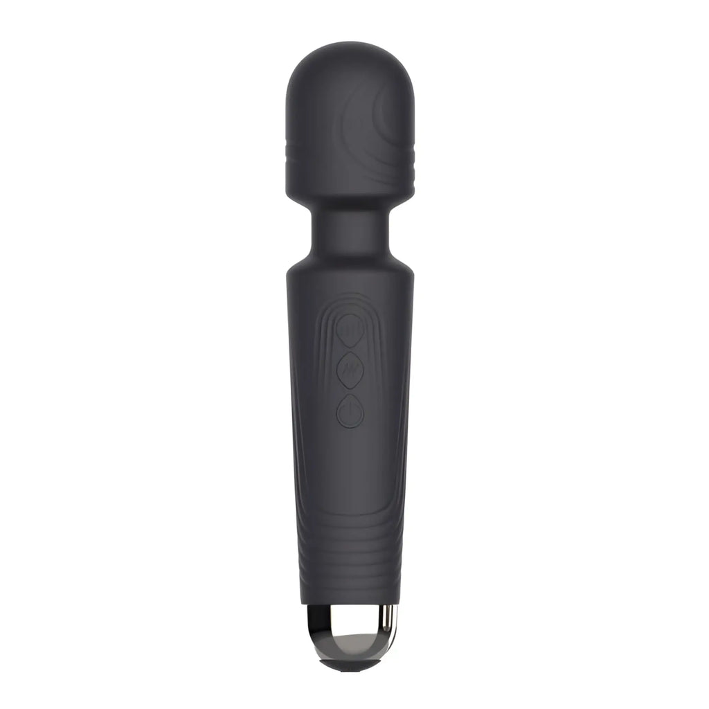 Black silicone-wrapped SXE SXE Juliet USB 20 mode massage wand with metallic tip and textured grip for versatile use