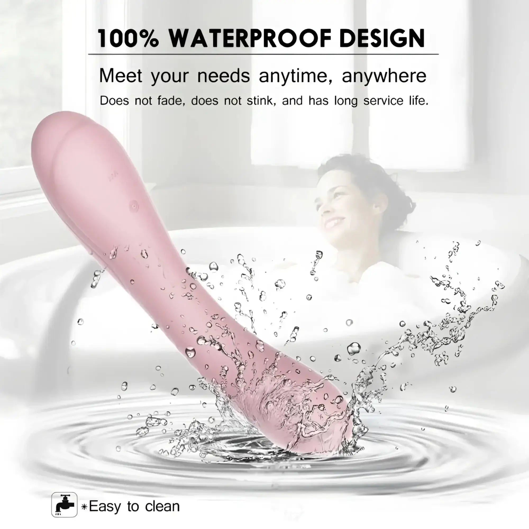 Pink silicone vibrator sxE maya curve with smooth curved design and waterproof construction for versatile use