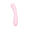 Sxé maya curve silicone vibrator in pink with curved shape and subtle textured ridges along its length