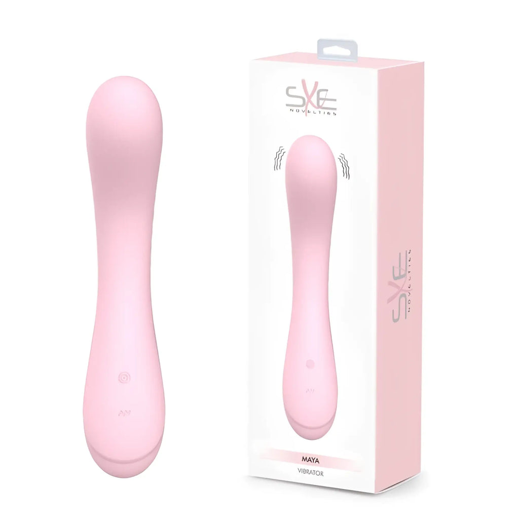 Pink silicone sxe novelties maya vibrator with curved design for personalized intimate pleasure and comfort
