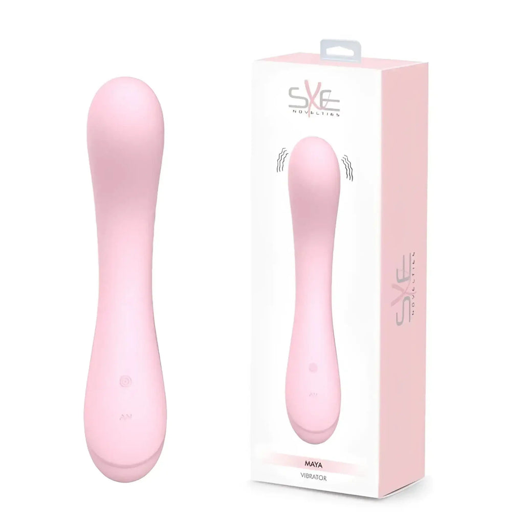 Pink silicone sxe novelties maya vibrator with curved design for personalized intimate pleasure and comfort