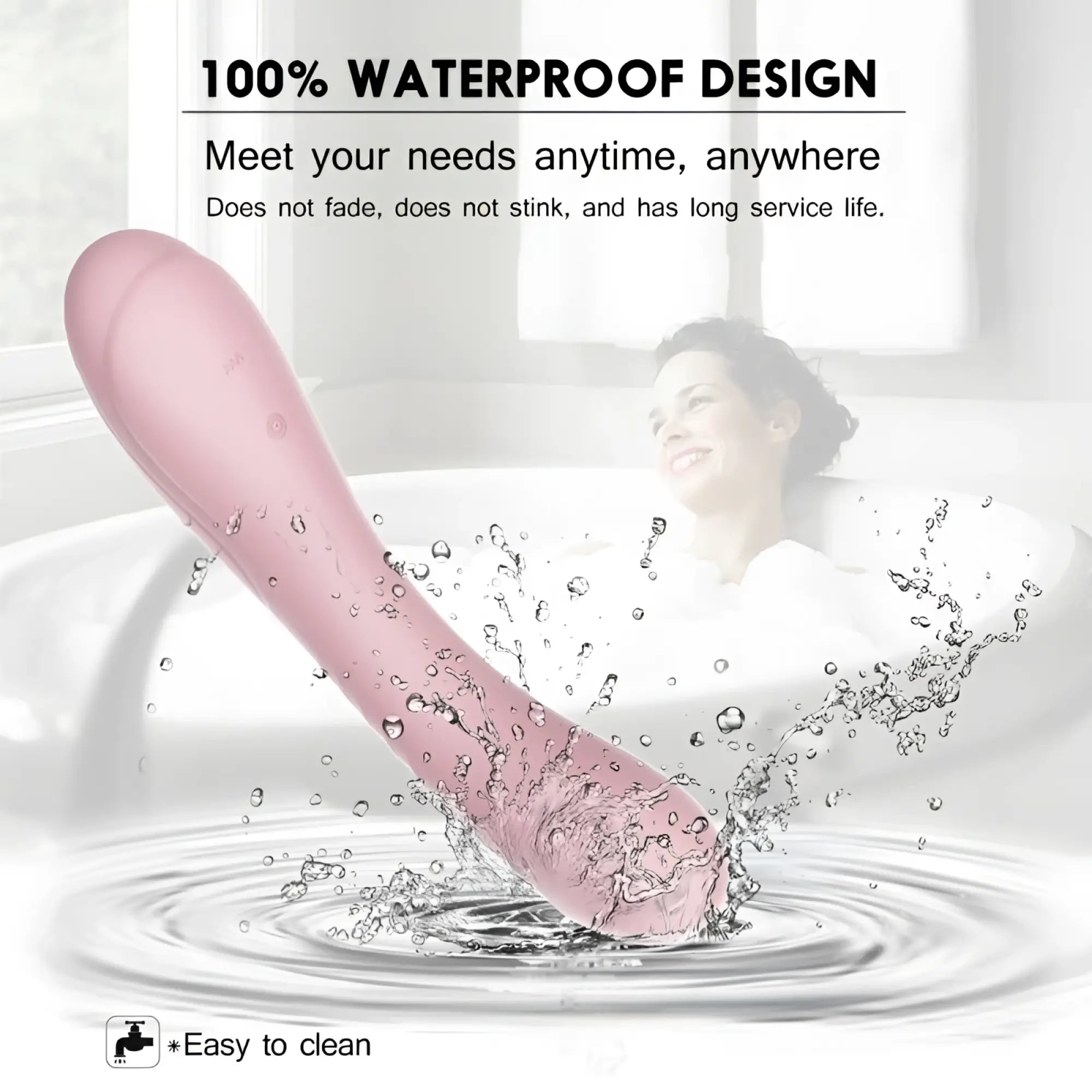 Pink silicone vibrator sxE maya curve with smooth curved design and waterproof construction for versatile use