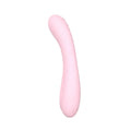 Sxé maya curve silicone vibrator in pink with curved shape and subtle textured ridges along its length
