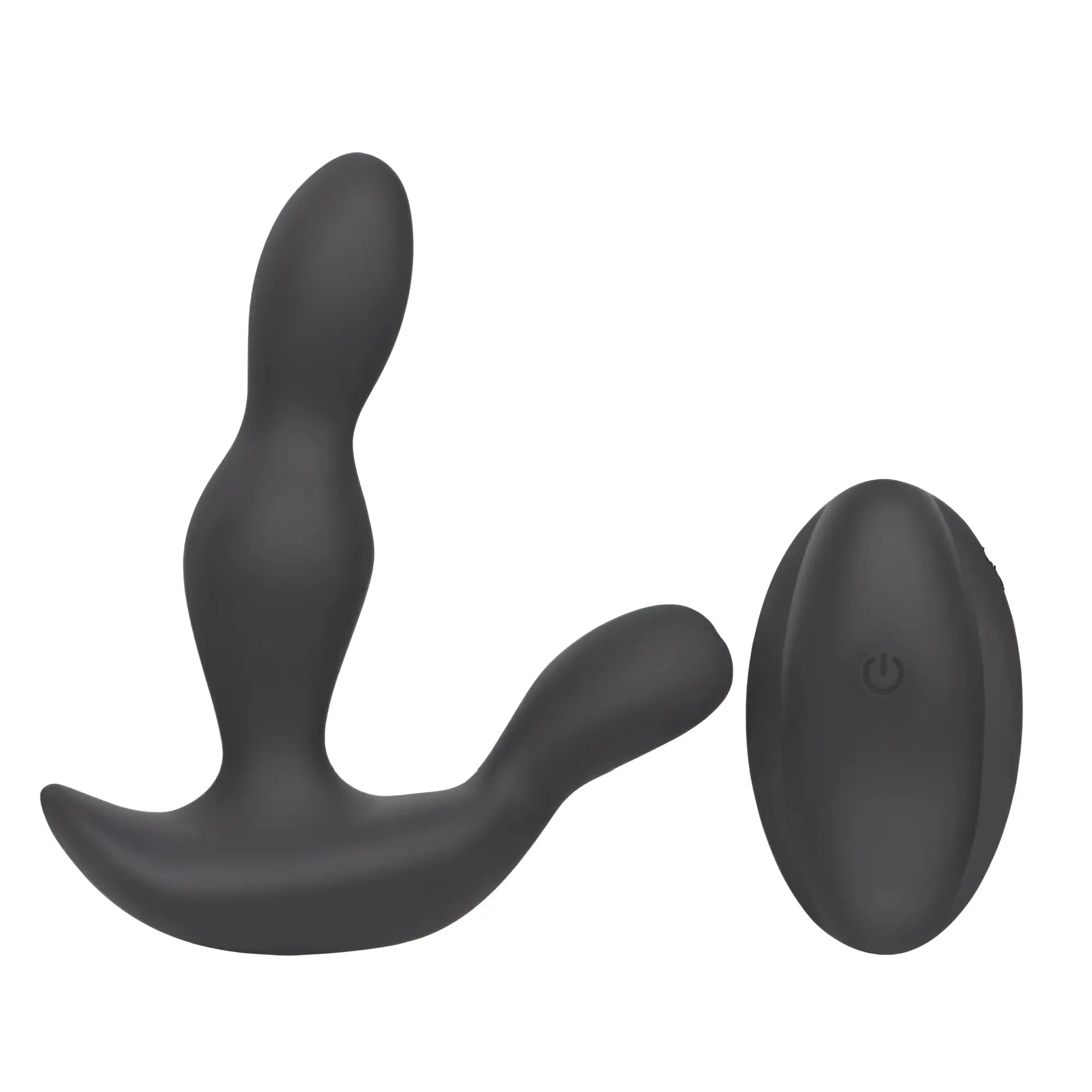 Black silicone remote-controlled anal vibrator with oval control pad sxE sxE ricky wearable vibrator with remote