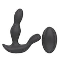 Black silicone remote-controlled anal vibrator with oval control pad sxE sxE ricky wearable vibrator with remote