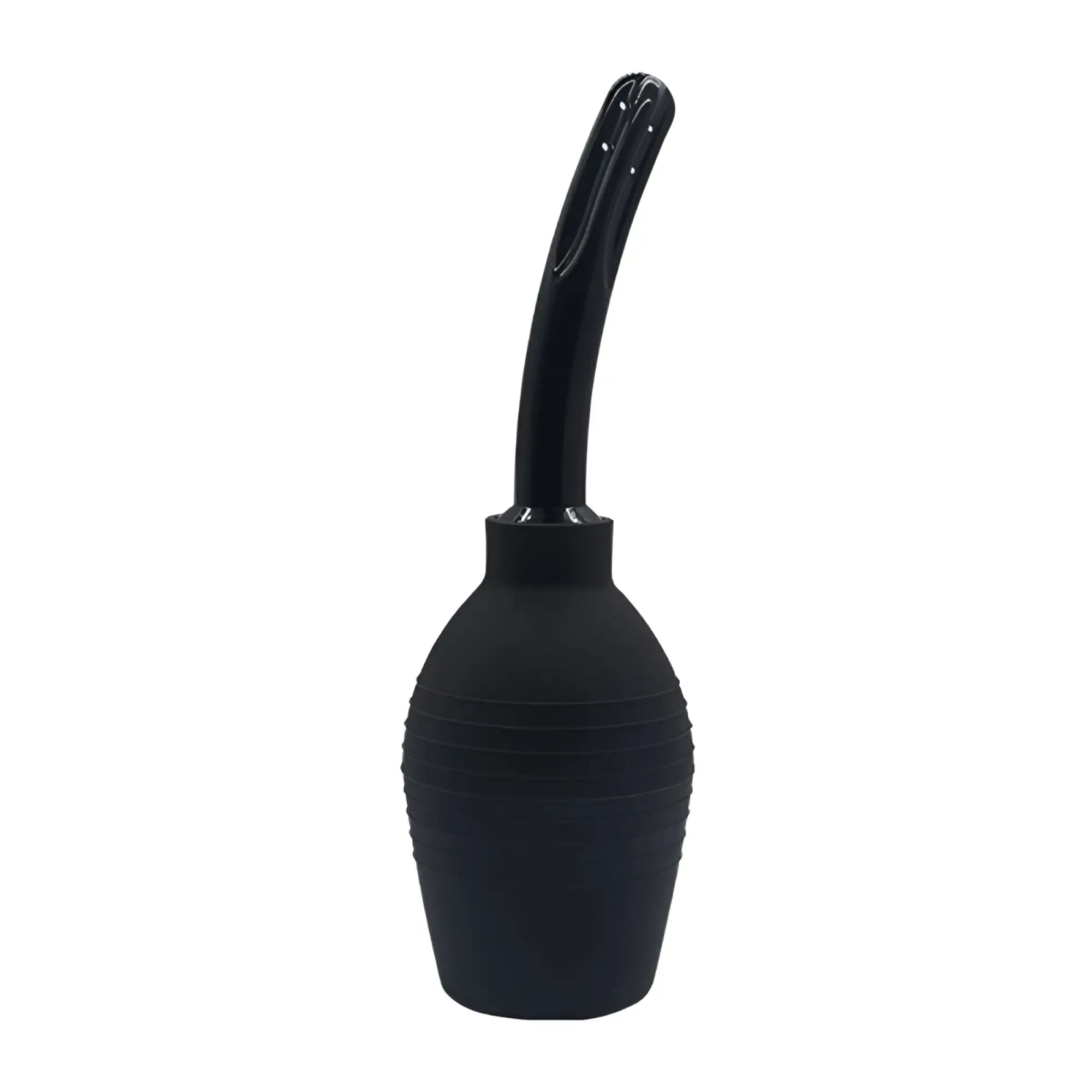 Black silicone bulb syringe with curved nozzle and textured grip for sxe silicone hydro-dispersion anti-backflow douche 310ml