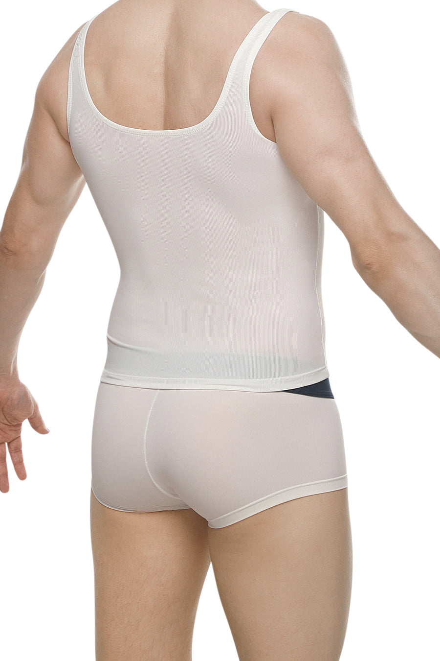 PetitQ Men's Tank Top Attan Rib White