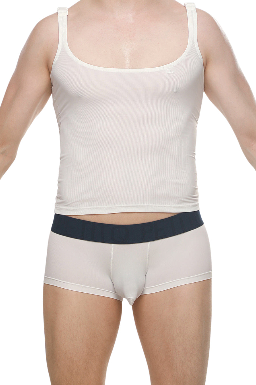 PetitQ Men's Tank Top Attan Rib White