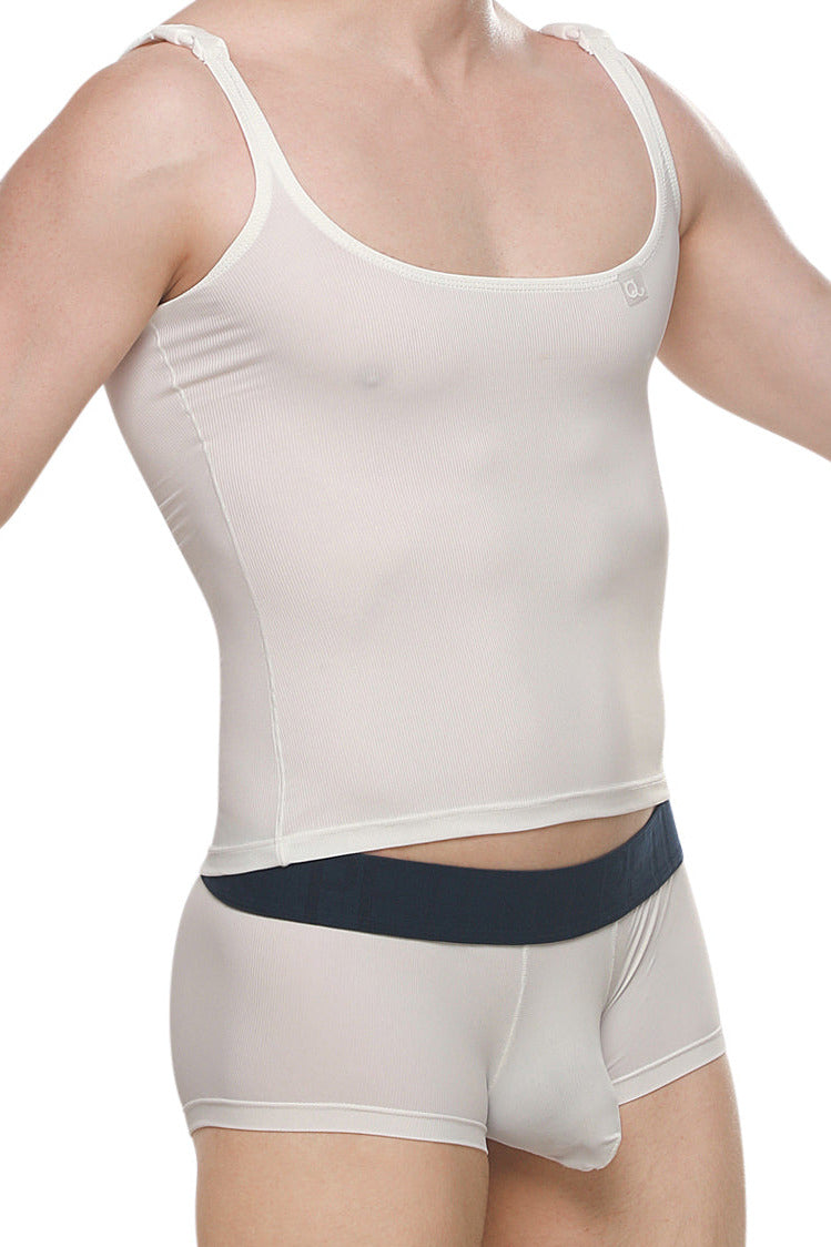 PetitQ Men's Tank Top Attan Rib White