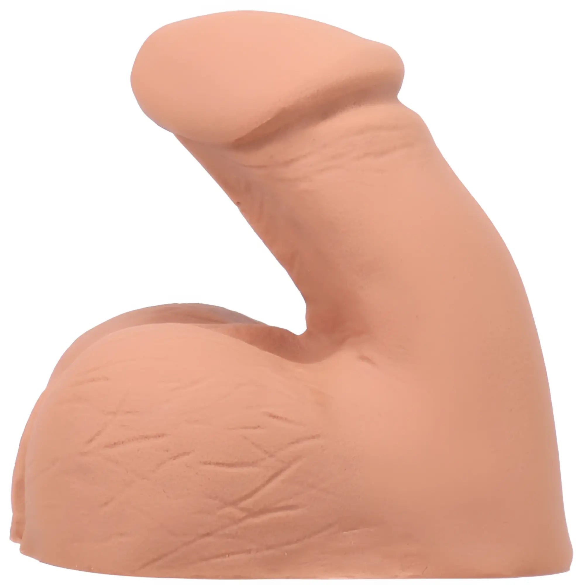 Peach-colored silicone phallic-shaped stress reliever from tantus on the go silicone packer honey product line