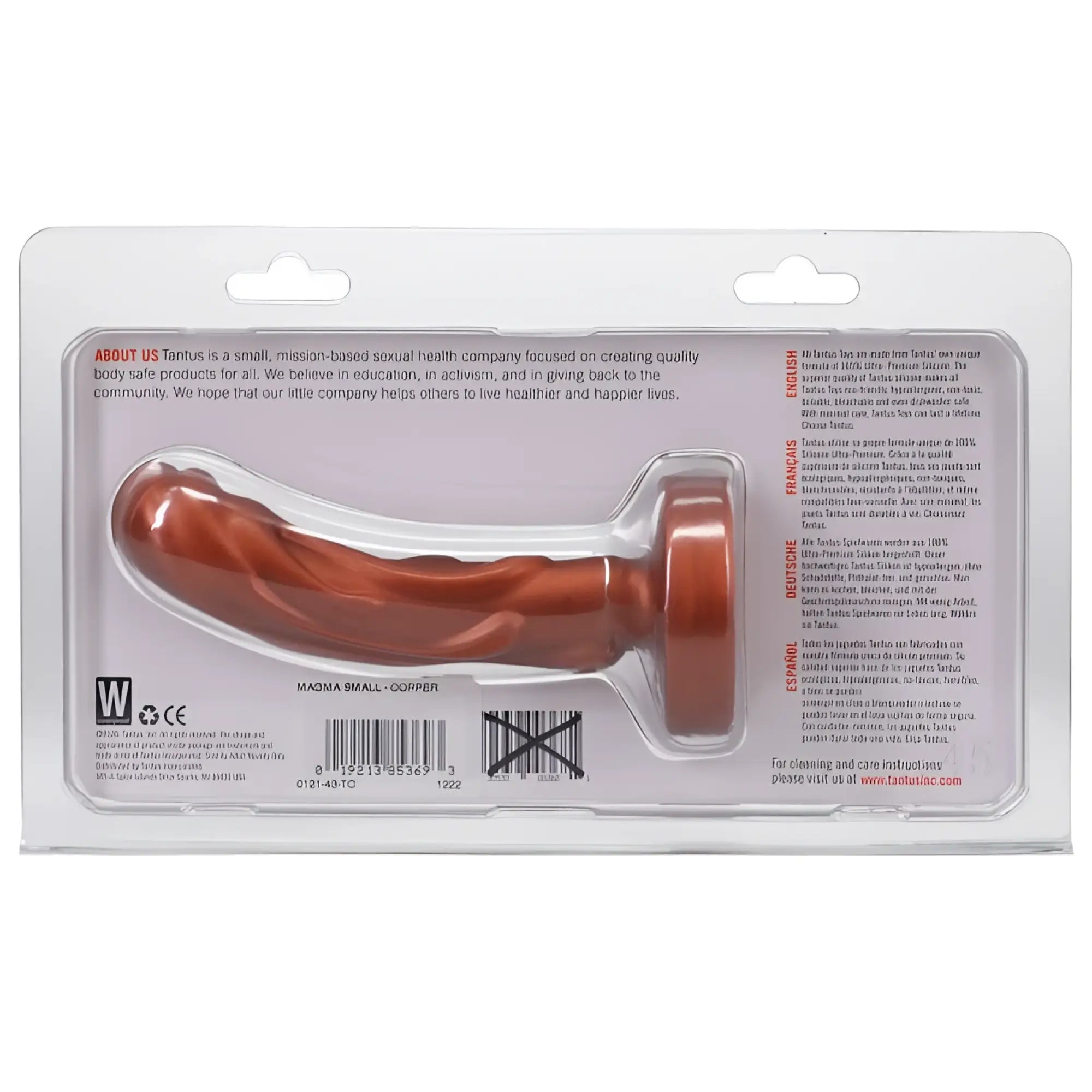 Tantus mini magma dildo copper smooth silicone tapered design with rounded tip for comfortable use