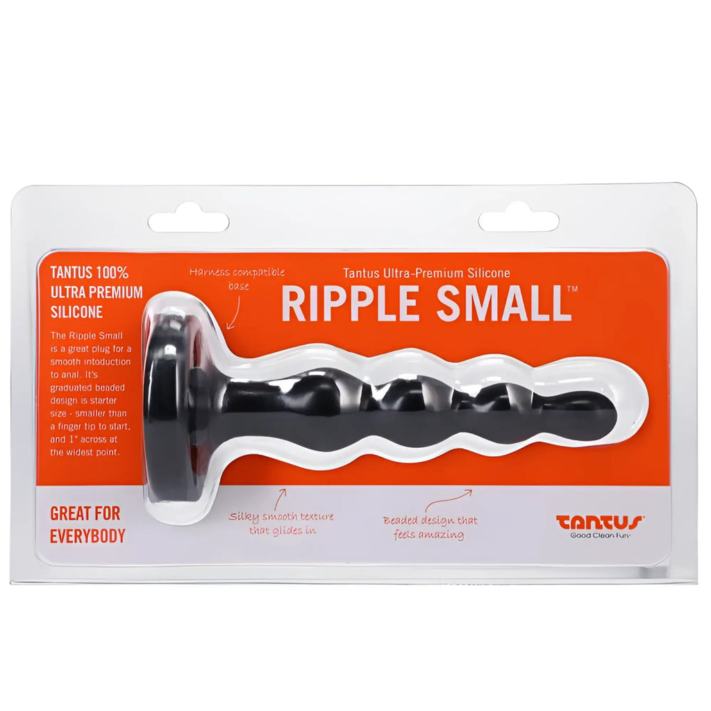 Black tantus ripple small onyx anal plug made of ultra-premium silicone with beaded graduated design