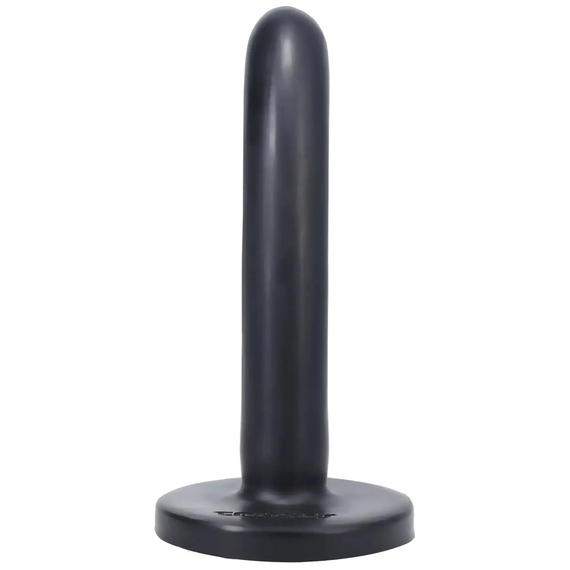 Black smooth-textured silicone dildo with rounded head and flat base tantus silk dildo small onyx product