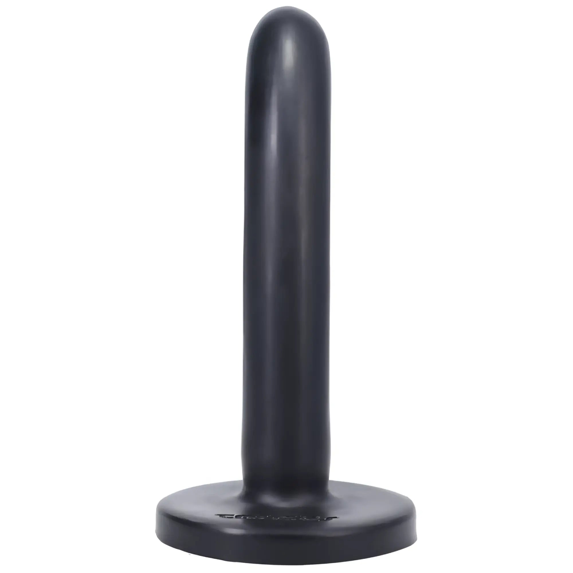 Black smooth-textured silicone dildo with rounded head and flat base tantus silk dildo small onyx product