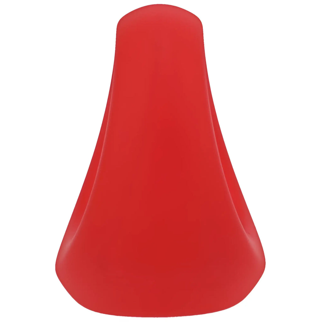 Red silicone bicycle seat cover shown from the back side for tantus stirrup silicone cock ring crimson product
