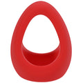 Red Tantus Stirrup silicone cock ring with a smooth rounded oval shape and an open center for comfortable use