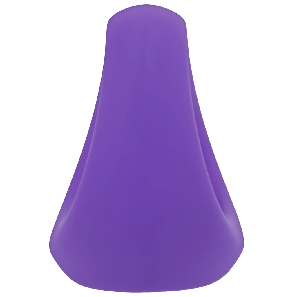 Purple silicone bicycle seat cover shown from the back side designed for comfort and durability
