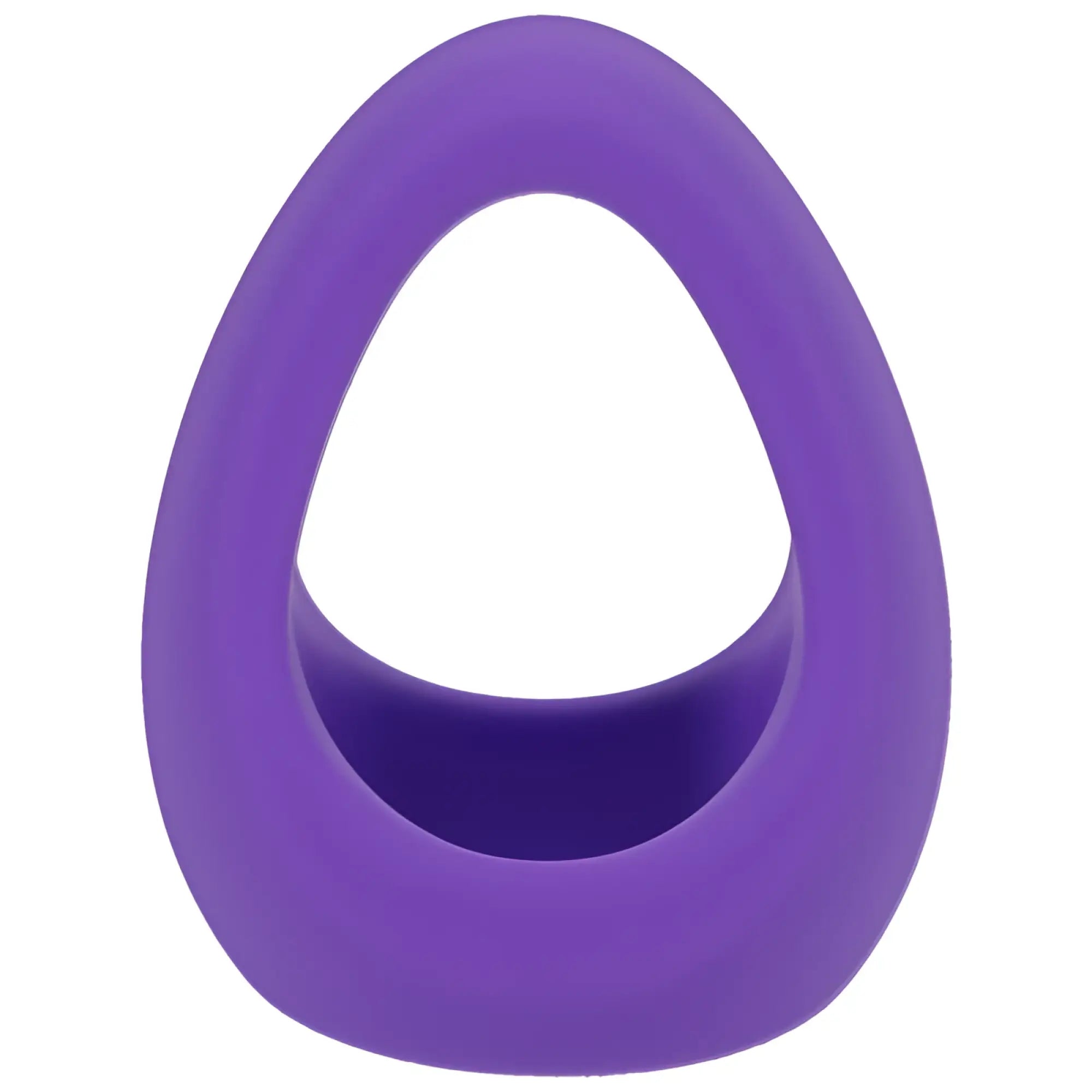 Purple tantus stirrup silicone cock ring with smooth rounded oval shape and open center for comfortable wear