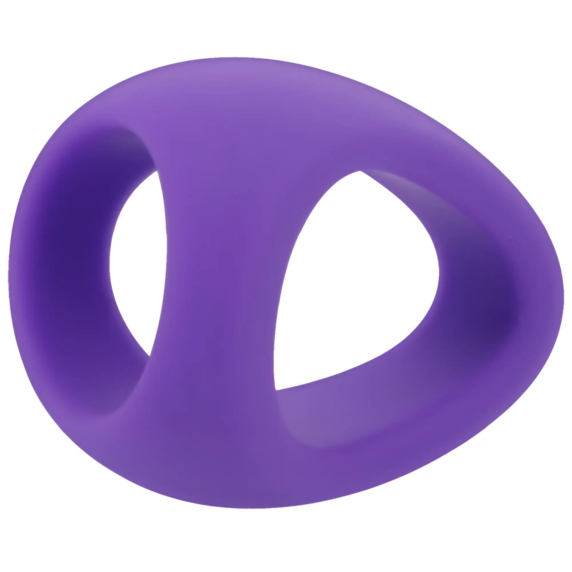 Purple Tantus stirrup silicone cock ring with two oval-shaped openings made of lilac flexible silicone