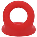 Red silicone cock ring with rounded smooth surface and central hole by tantus uplift in crimson