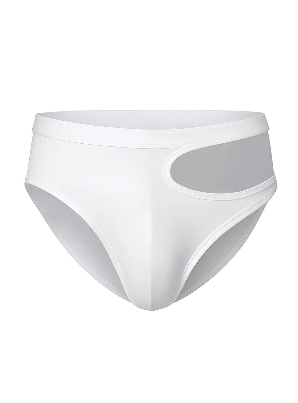 White briefs tartarus cut out brief with sheer gray side panel showcasing stylish breathable design
