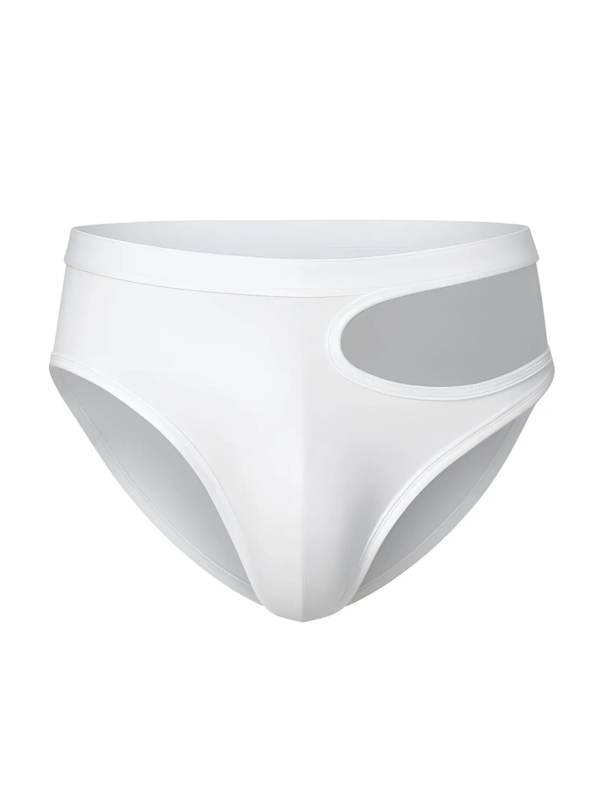 White briefs tartarus cut out brief with sheer gray side panel showcasing stylish breathable design