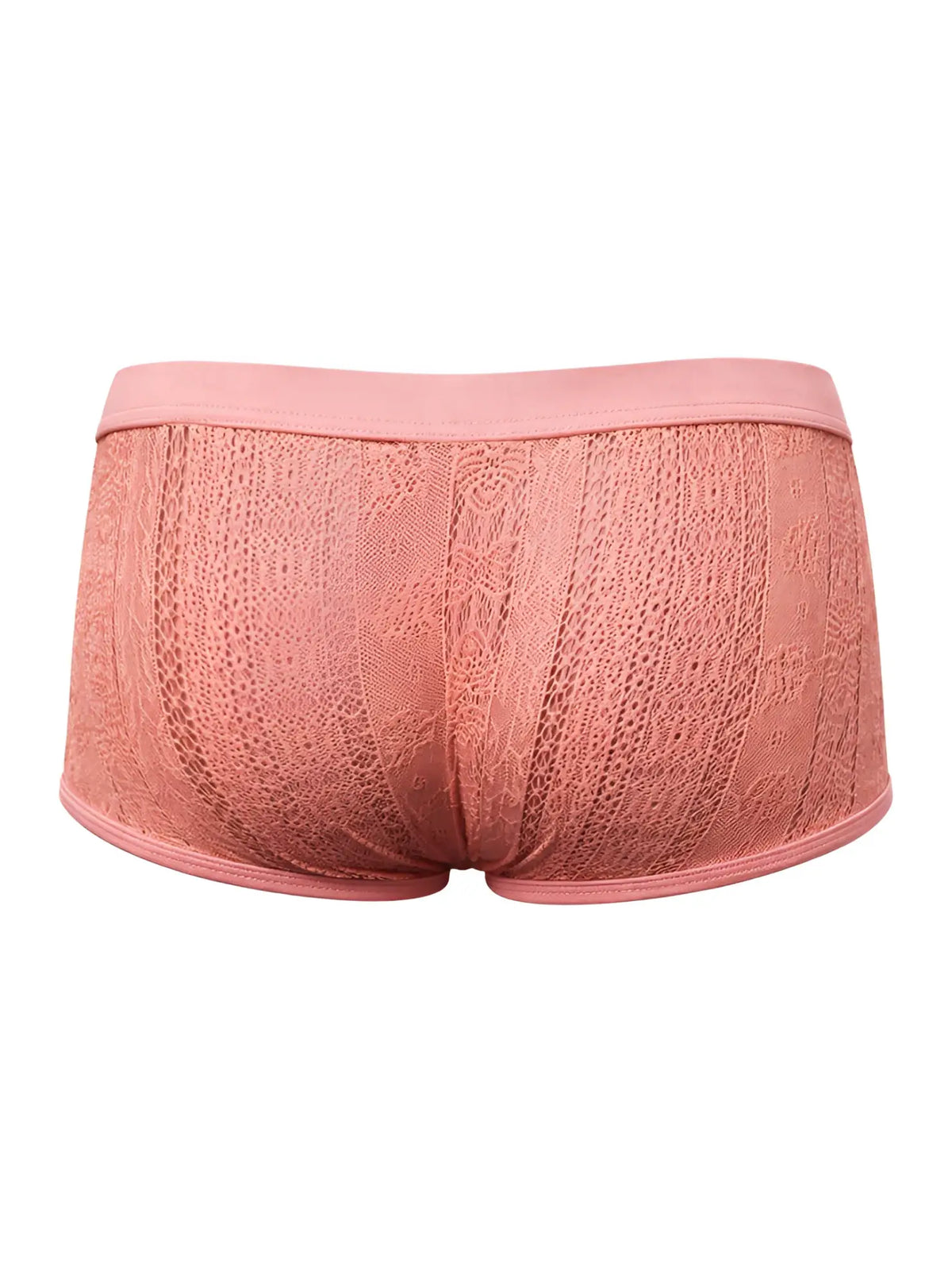 Pink tartarus lace boyshort briefs with lace trim and soft seamless waistband for comfortable wear