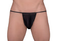 Black mesh thong tartarus mesh thong with thin elastic waistband in front view