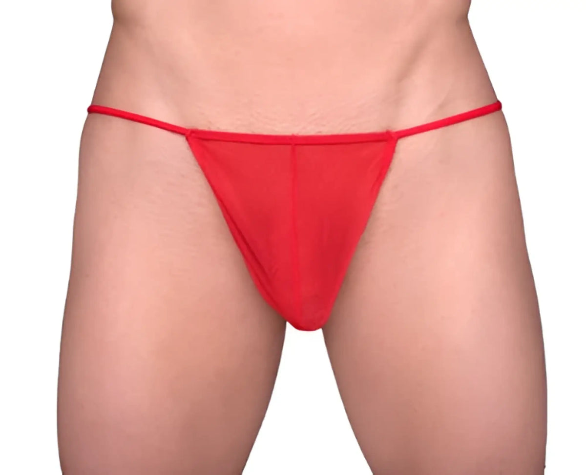 Red mesh thong tartarus mesh thong featuring sheer red mesh fabric and minimalist design for intimate wear