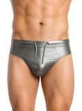 Silver metallic swim trunks tartarus metallic brief with sleek textured finish and adjustable drawstring waistband