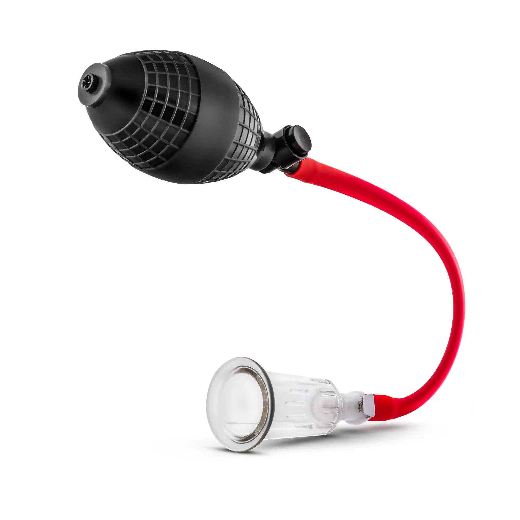 Temptasia beginners clitoral pumping system with black and transparent suction device and red hose for stimulation