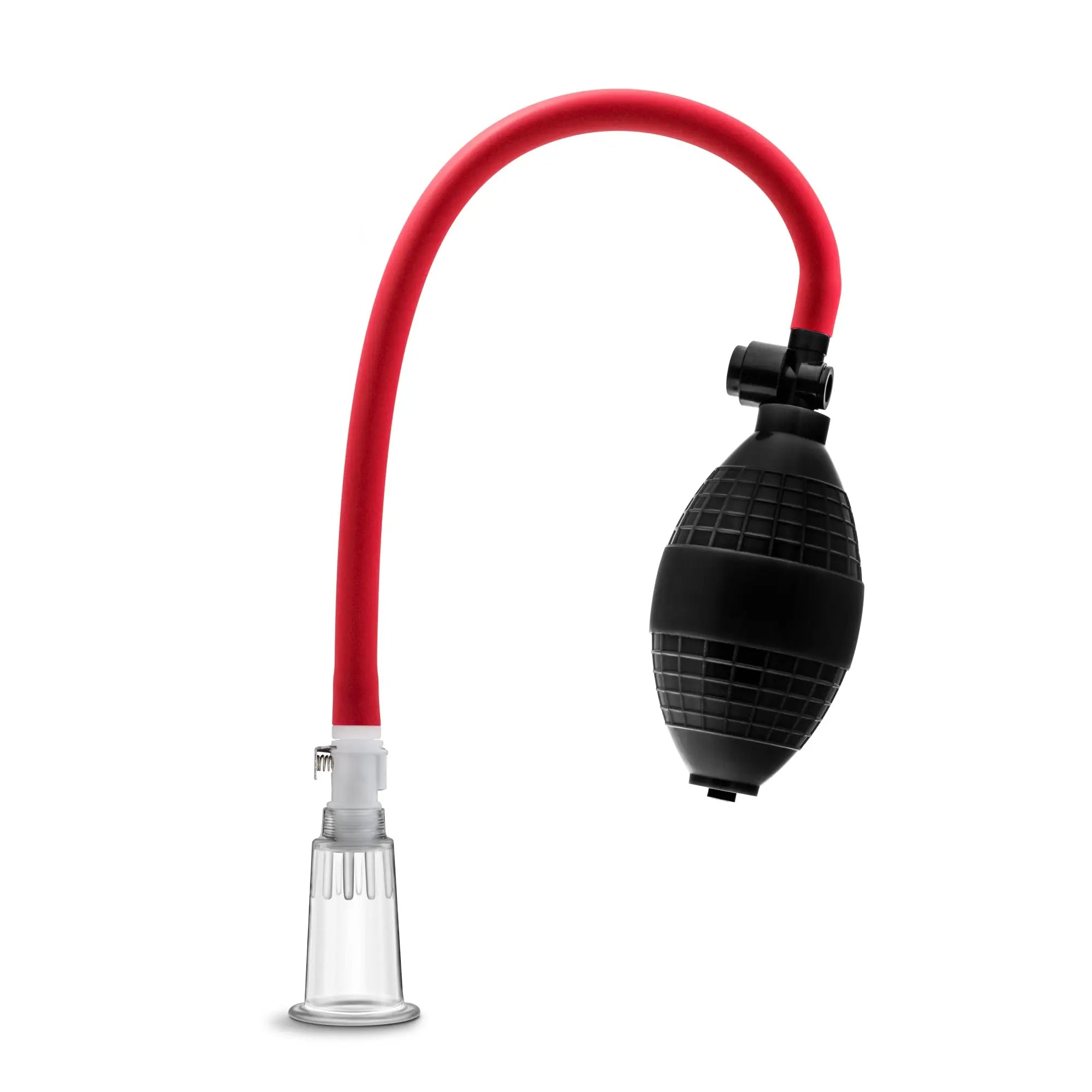 Temptasia beginners clitoral pumping system featuring a red and black suction cup with a clear plastic base