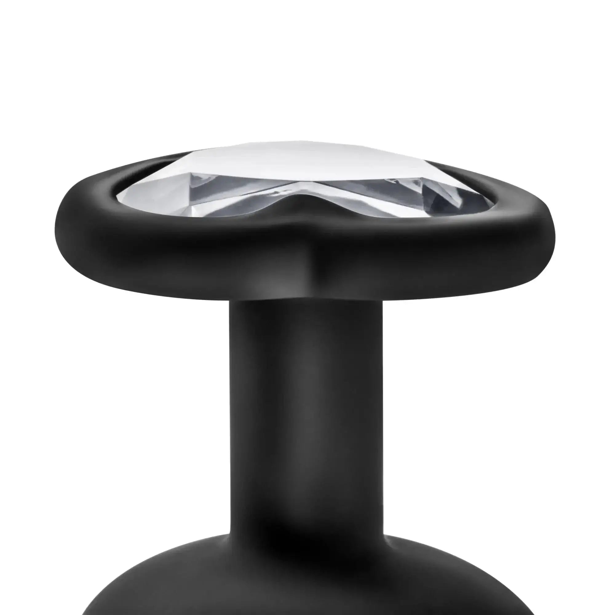 Black silicone medium Temptasia bling plug with a clear faceted crystal gemstone set in the top