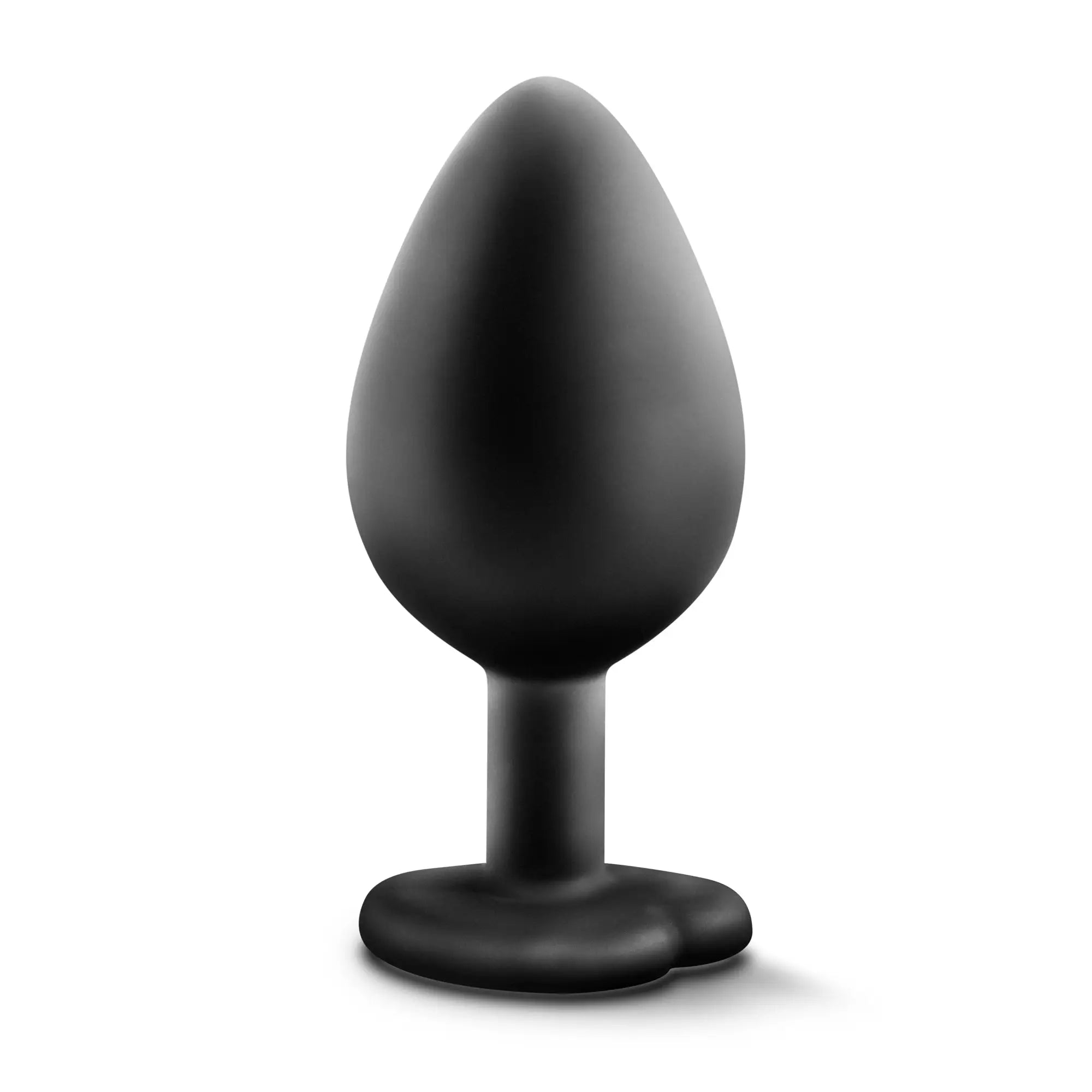 Temptasia bling plug medium black silicone butt plug with smooth teardrop head and wide flat base for stability