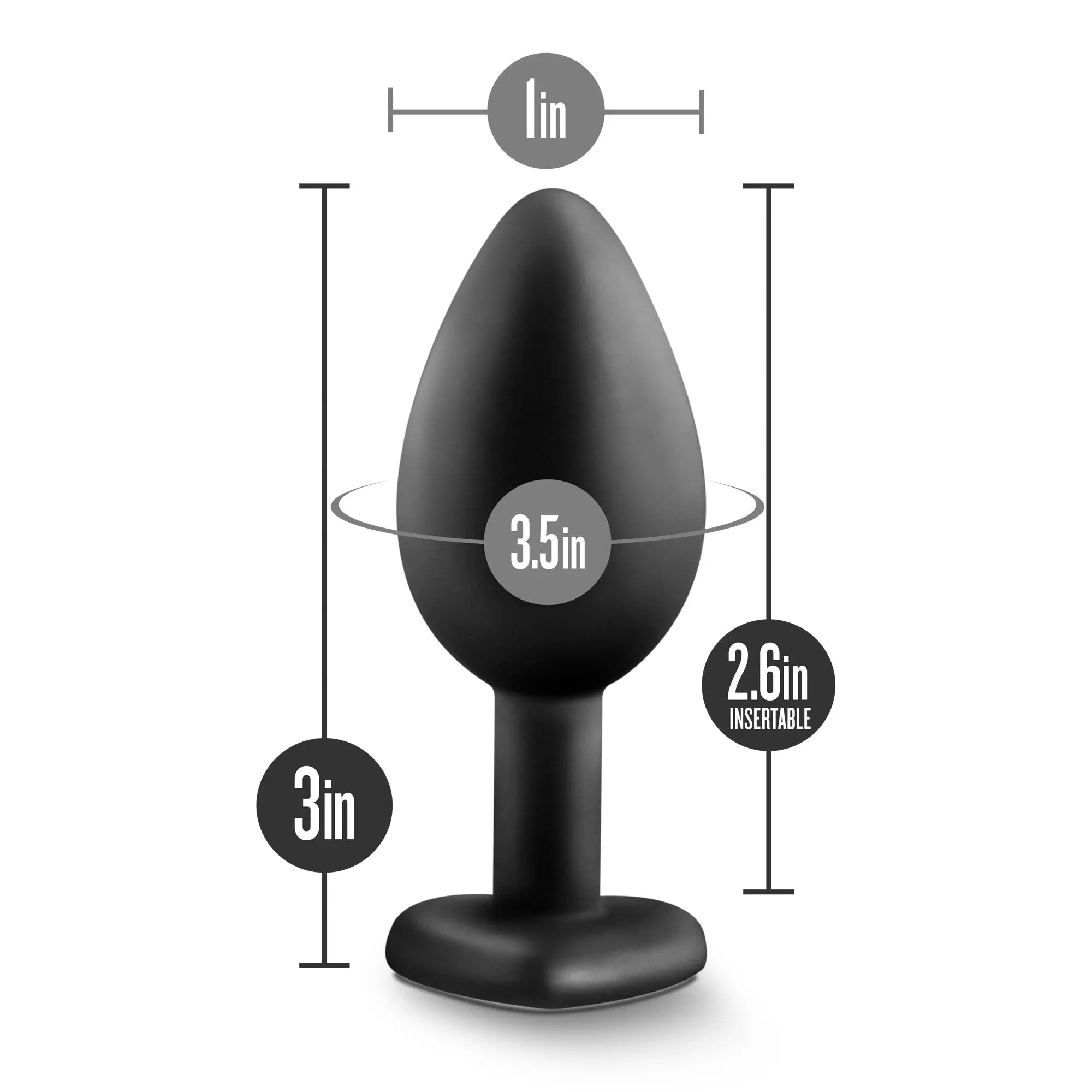 Temptasia Temptasia bling plug small black silicone anal plug with smooth rounded teardrop shape and flat base