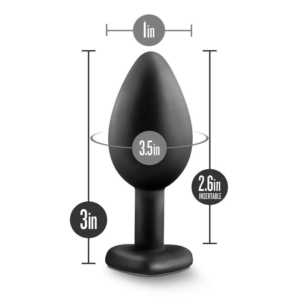 Temptasia Temptasia bling plug small black silicone anal plug with smooth rounded teardrop shape and flat base
