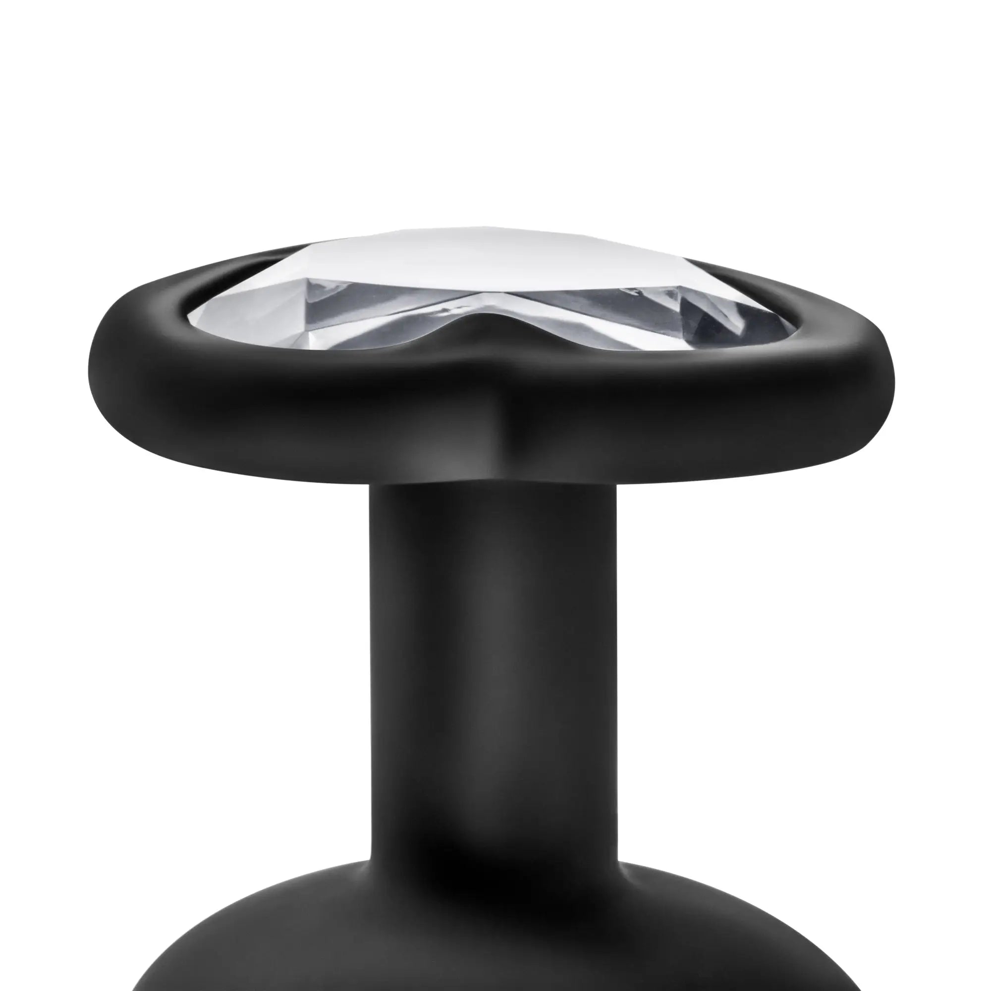 Black silicone Temptasia Temptasia bling plug small with clear faceted crystal gemstone set in the top