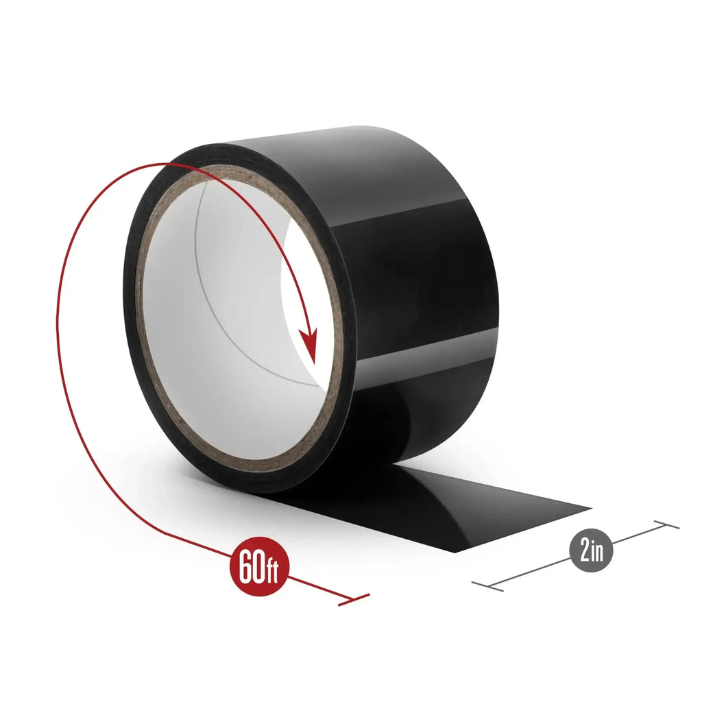 Temptasia bondage tape 18m black glossy adhesive tape roll 2 inch wide 60 feet long for secure binding