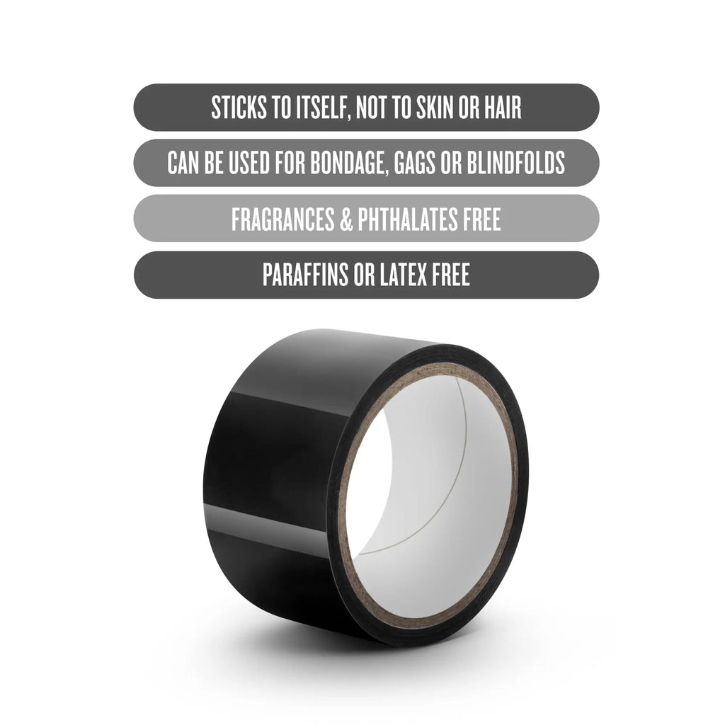 Temptasia bondage tape 18m black glossy self-adhesive tape that does not stick to skin or hair