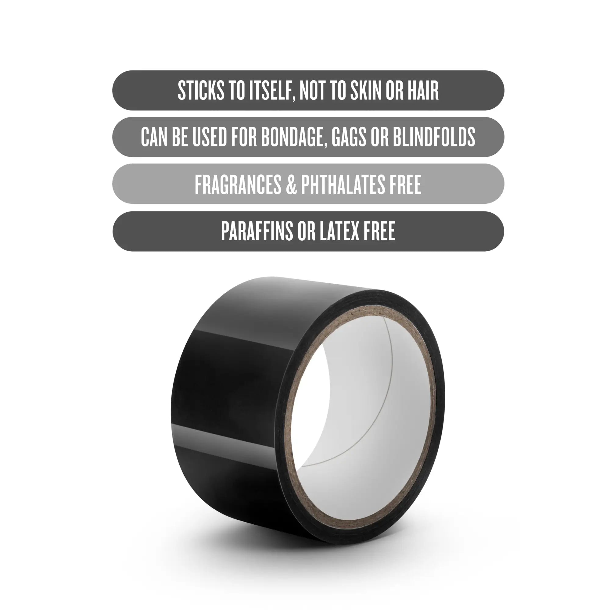 Temptasia bondage tape 18m black glossy self-adhesive tape that does not stick to skin or hair