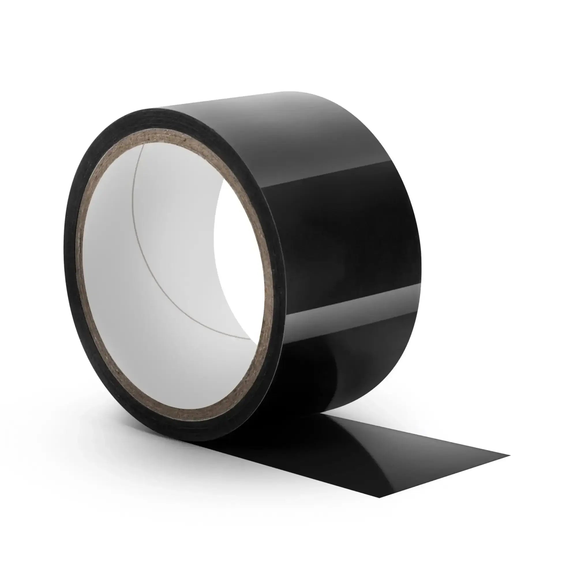 Temptasia bondage tape 18m black glossy adhesive tape with matte cardboard core for versatile use