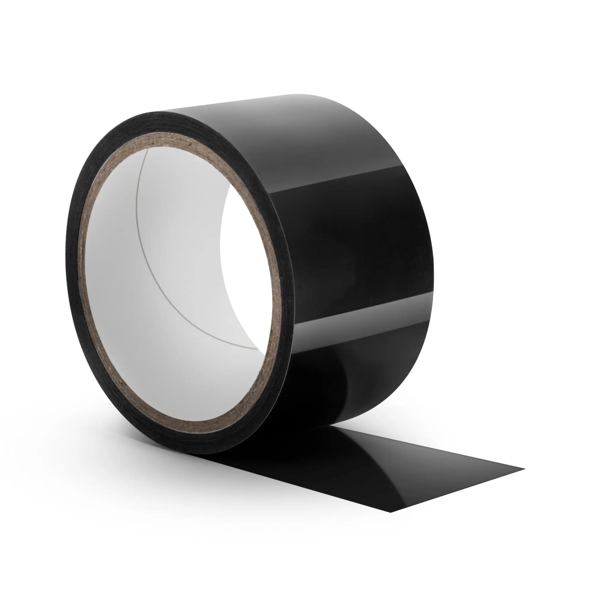 Temptasia bondage tape 18m black glossy adhesive tape with matte cardboard core for versatile use