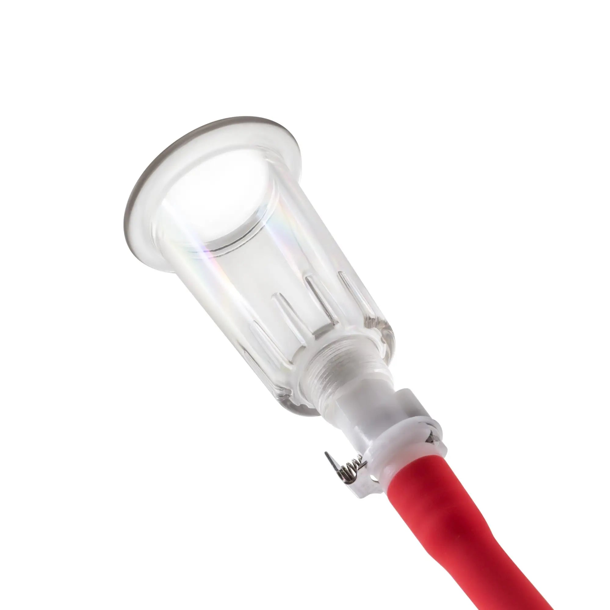Temptasia nipple squeeze pump system black with clear glass vacuum pump red hose and white plastic fittings