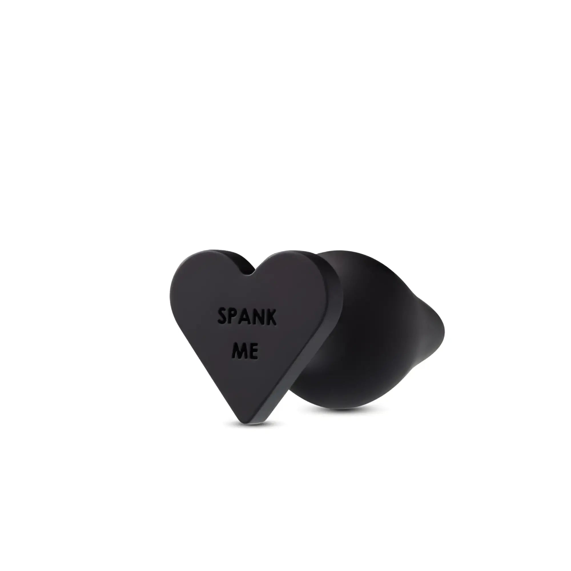 Black heart-shaped anal plug with spank me engraving from Temptasia Temptasia Spank Me Butt Plug Black