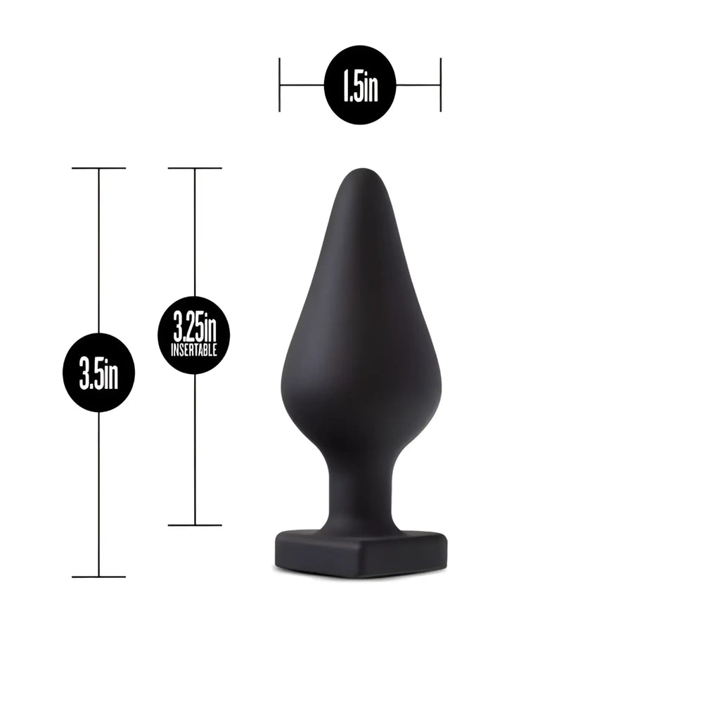 Temptasia Spank Me butt plug black matte silicone with tapered design and square base for anal use