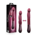The temptasia trixie thrusting dildo wine is a sleek magenta silicone vibrator with textured grip and magnetic base