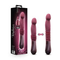 The temptasia trixie thrusting dildo wine is a sleek magenta silicone vibrator with textured grip and magnetic base