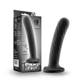 Black silicone dildo with twisted textured design labeled temptazia twist large by Look for intimate use
