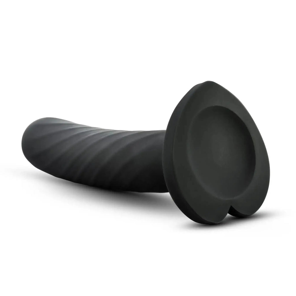 Temptasia temptasia twist large black silicone anal plug with textured ribbed shaft and smooth rounded base